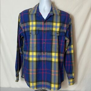 Lands' End Men’s Size Medium Long Sleeve Multicolor Flannel Button Front Shirt